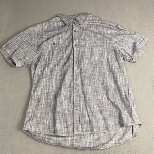 PD & C Short Men's 2X Sleeve Button Down Polo Shirt Dark Gray Denim 100% Cotton